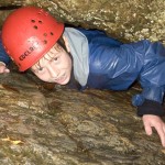 Dominic in the squeeze at the Afon Ddu gorge